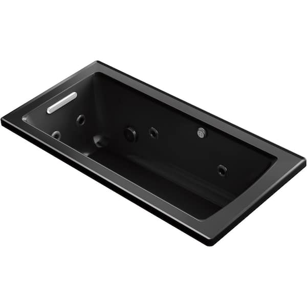 KOHLER Archer 60 in. Rectangular Drop in Whirlpool and Air Combination Bathtub in Black