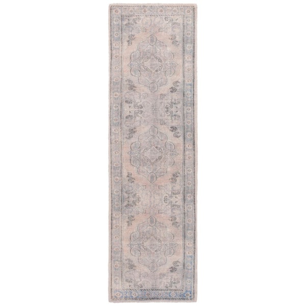 Classic Vintage 2 ft. x 8 ft. Gray/Beige Distressed Traditional Medallion Runner Rug