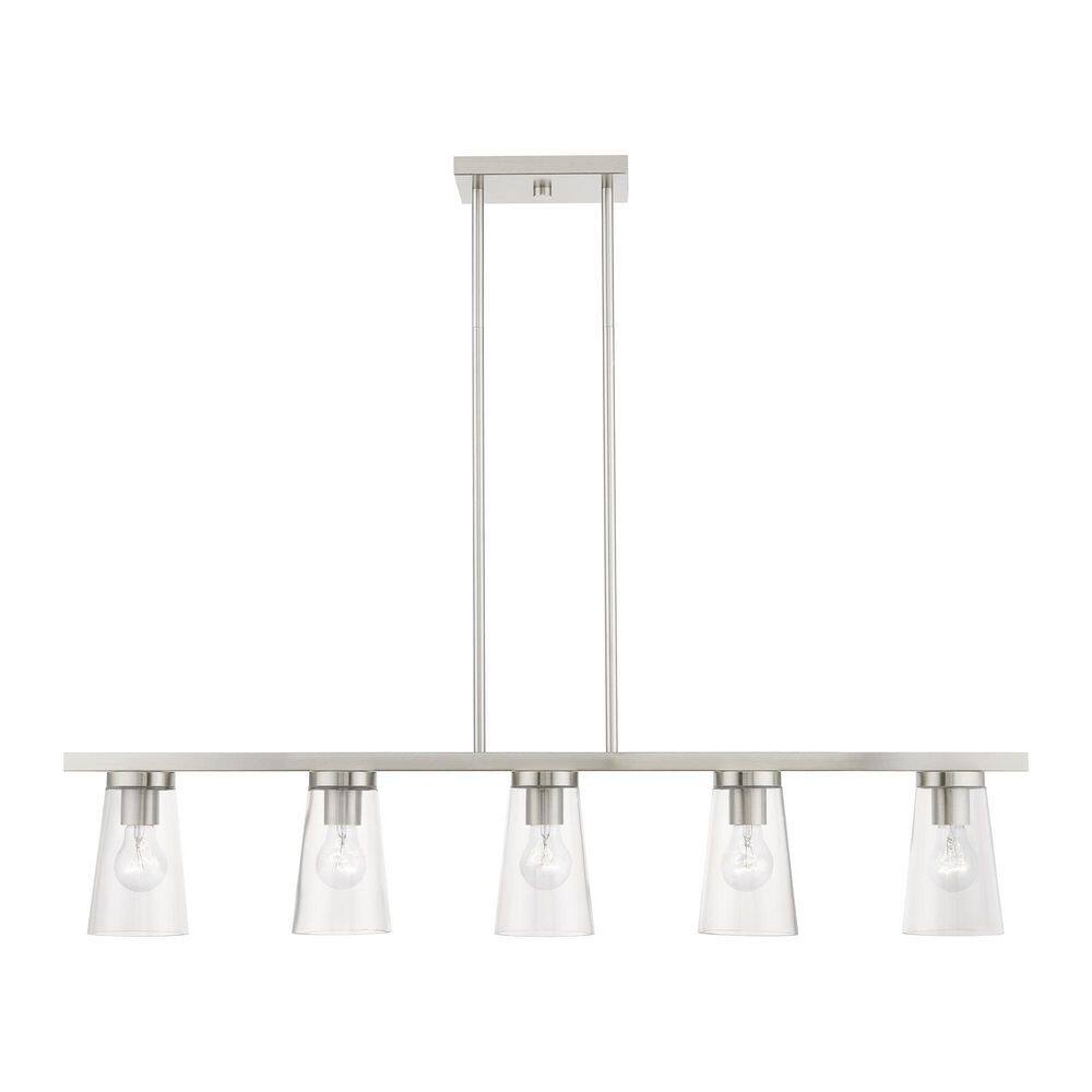 Brushed Nickel 5-Light Chandelier with Clear Glass Shades