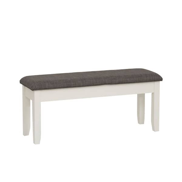 Twyla Vanilla White and Rustic Taupe Dining Bench Backless with Storage 45 in.