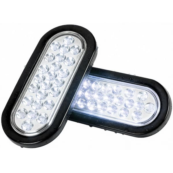 6 in.Clear Lens Oval LED Trailer Tail Lights with IP67 Waterproof Housing and 3-Prong Plug for RV Truck Jeep, (2-Pack)