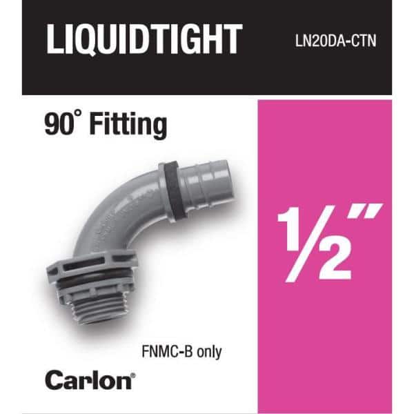 1/2 in. 90-Degree Non-Metallic Liquid Tight PVC Fitting (1-Piece ) (LN20DA-CTN)