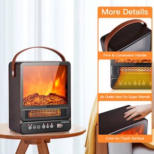 1500-Watt Portable Electric Fireplace Heater with Remote Control Walnut