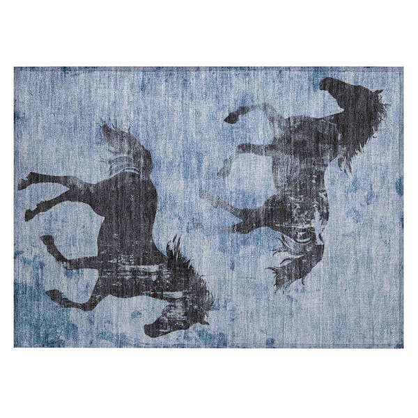Addison Rugs Chantille Machine Washable Indoor/Outdoor Abstract ACN1717 Denim 1 ft. 8 in. x 2 ft. 6 in. Area Rug