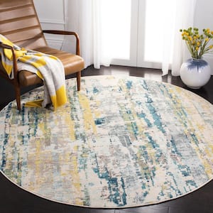 Madison Beige/Olive 7 ft. x 7 ft. Abstract Gradient Round Area Rug