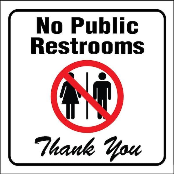 Large Large SORRY No Public Restroom Wall Door Sign 6" x 8" Brushed Gold
