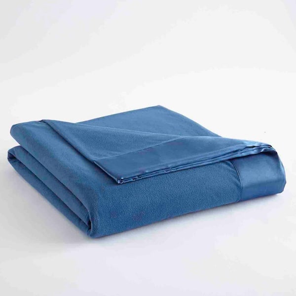 Micro Flannel All Seasons Lightweight Smokey Mountain Blue Solid Queen Flat Sheet