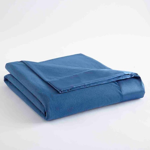 Micro Flannel All Seasons Lightweight Smokey Mountain Blue Solid King Flat Sheet