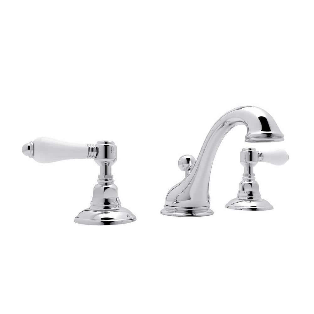 UPC 824438194458 product image for Viaggio 8 in. Widespread 2-Handle Bathroom Faucet with Porcelain Handles in Poli | upcitemdb.com