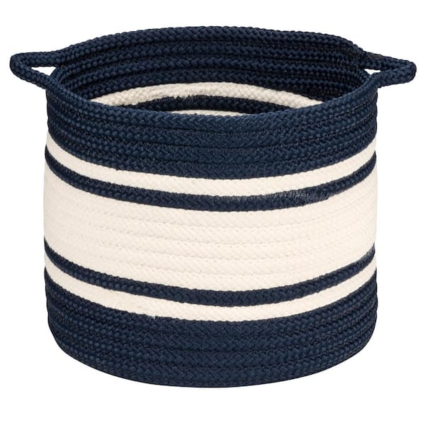 Colonial Mills Outland 16 in. x 16 in. x 16 in. Navy Round Braided Basket