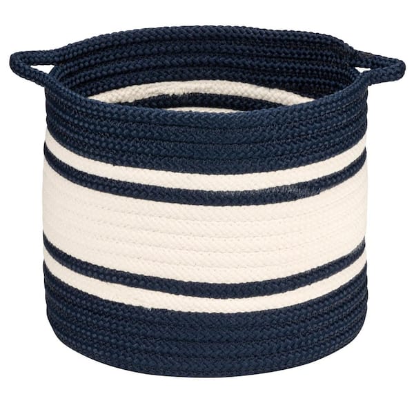Colonial Mills Outland 20 in. x 20 in. x 18 in. Navy Round Braided Basket