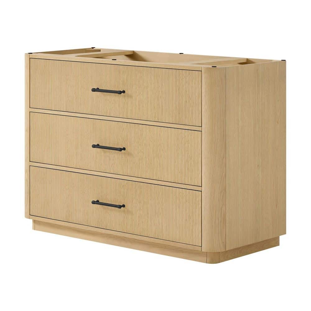 Francesca 48 in. Freestanding Bath Vanity Cabinet without Top in Scandinavian Oak with Matte Black Trim