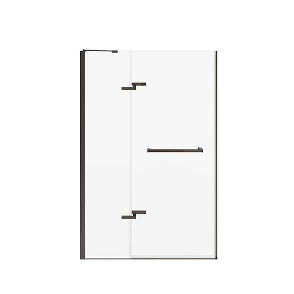 Reveal Sleek 47 in. W x 71.5 in. H Pivot Frameless Alcove Shower Door in Dark Bronze