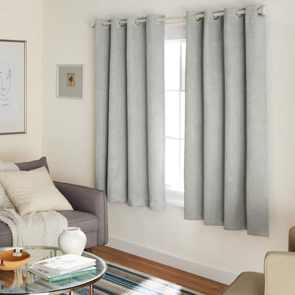 EXCLUSIVE HOME Lustre Silver Solid Woven Room Darkening Grommet 