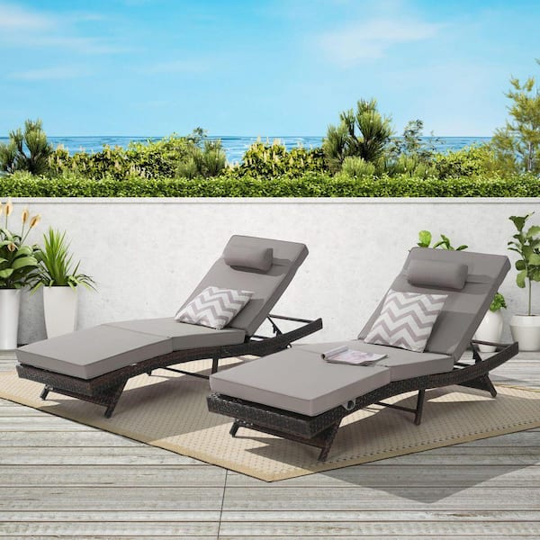 Sudzendf Wicker Outdoor Reclining Loveseat Chair Sunbathing Chairs