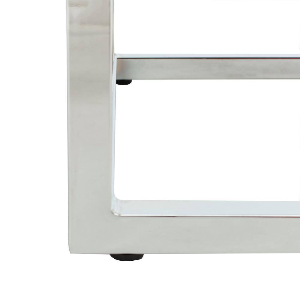 Bethany 20" White Marble and Chrome Square End Table