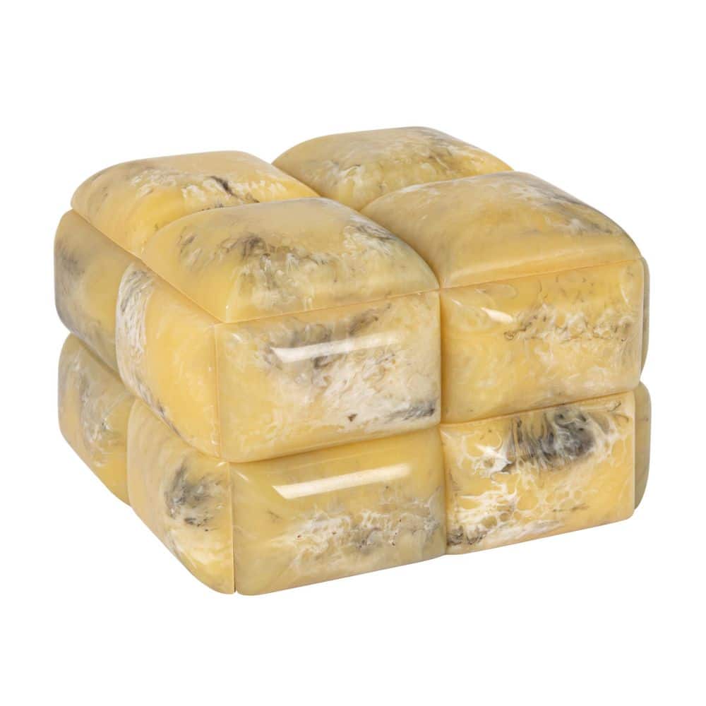 Storied Home Yellow Ivory 7 in. x 4.3 in. Textured Square Resin