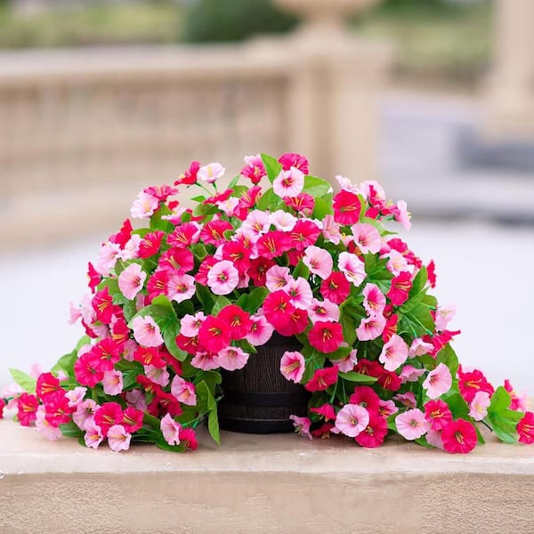 Outdoor Faux Plants Silk Morning Glory Vines(Pink) L0CKMQBWBC