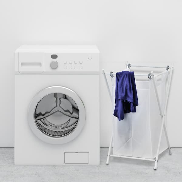 Wayar White Chrome Laundry Sorter with Single Removable Bags