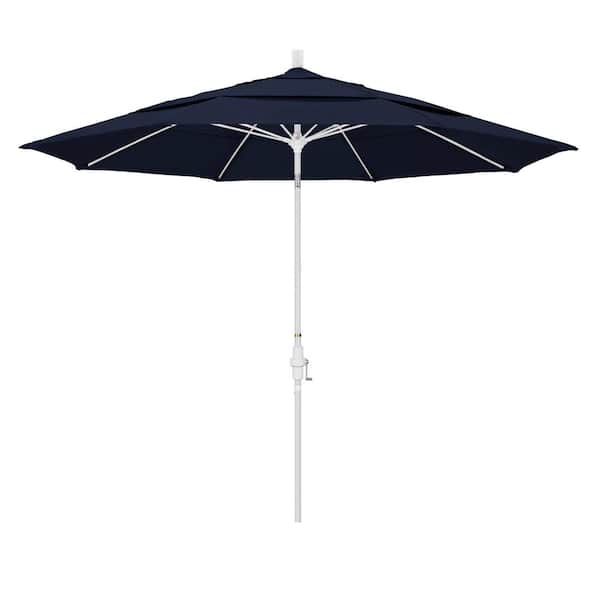 California Umbrella 11 ft. Fiberglass Collar Tilt Double Vented Patio Umbrella in Navy Blue Olefin