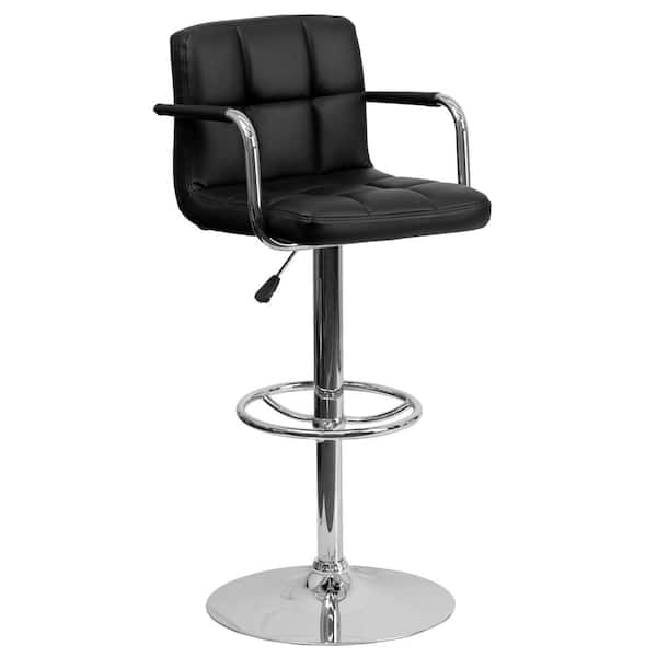 Flash Furniture Adjustable Height Black Cushioned Bar Stool