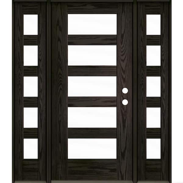 Krosswood Doors ASCEND Modern 64 in. x 80 in. Left-Hand/Inswing 5-Lite Clear Glass Baby Grand Stain Fiberglass Prehung Front Door/DSL