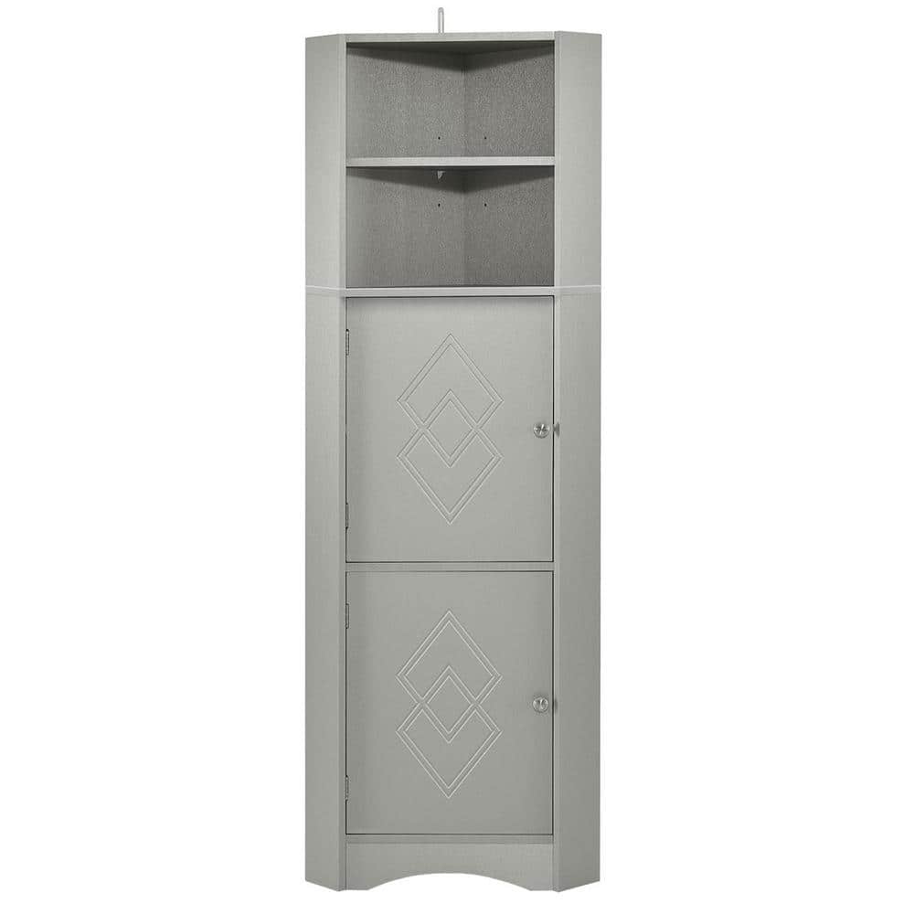 15 in. W x 15 in. D x 61 in. H Storage Tall Corner Cabinet with Doors, Adju