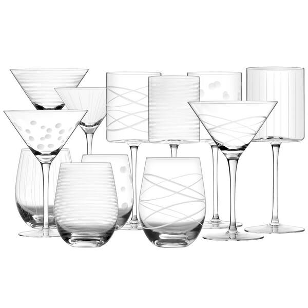 Wudkey Wine Glasses Set of 4, 16 oz. Cylindrical Red White Wine Glass, 9 in. Tall, etched, Lead-Free Premium Crystal