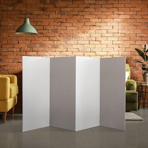 3 ft. Short White Temporary Cardboard Folding Screen - 4 Panels