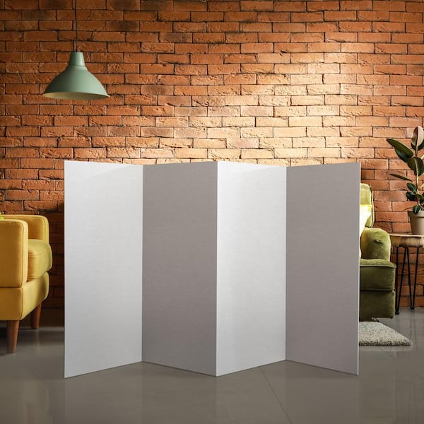Oriental Furniture 3 ft. Short White Temporary Cardboard Folding Screen - 4 Panels