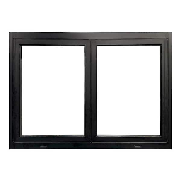 Teza 60 Series BiFold 71.5 in. W x 47.5 in. H Left and Right-Hand/Opening Matte Black Aluminum Tempered Window w/ Screen
