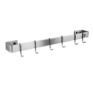 Handcrafted 30 in. Stainless Steel Wall Rack Utensil Bar with 6-Hooks