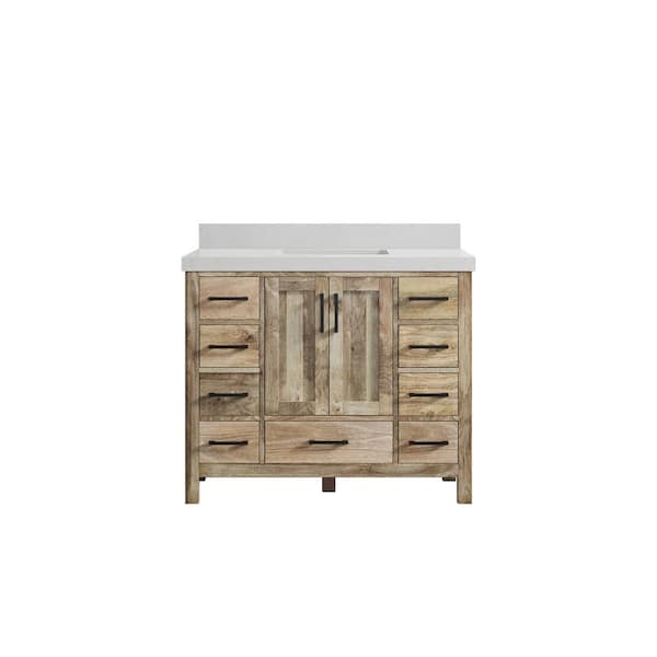 Willow Collections Malibu Mango 42 in. W x 22 in. D x 36 in. H Bath Vanity in Natural with 2 in. Carrara Quartz Top