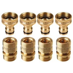 3/4 in. Standard GHT Solid Brass Garden Hose Quick Connect Set for Hoses, Faucets and Accessories (4-Sets)