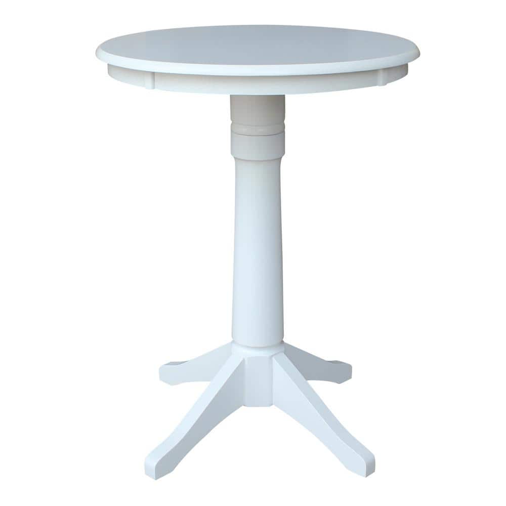 White Solid Wood Round Counter Height Table with 2 X-Back Stools