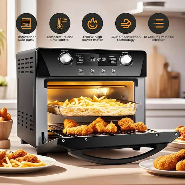 JEREMY CASS 24.3 Qt. Black Air Fryer with Rotisserie
