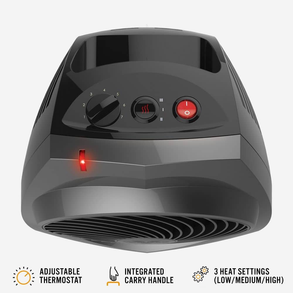 Charcoal Black 1500-Watt Electric Portable Space Heater with Thermostat