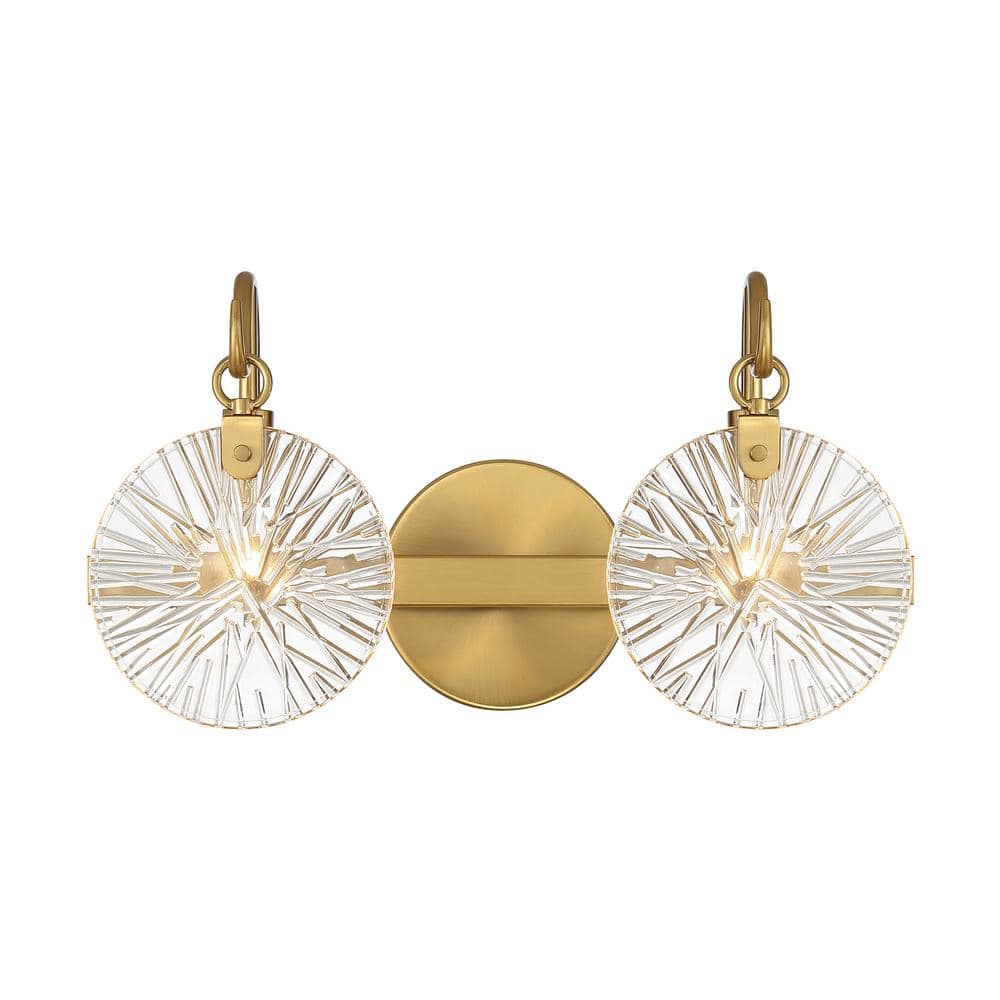 Addison 16 in. 2-Light Warm Brass Bathroom Vanity Light with Clear Starburst Glass Shades price history on PriceWatchPro