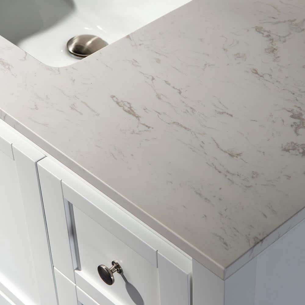 37" Carrara White Stone Vanity Top with Undermount Sink