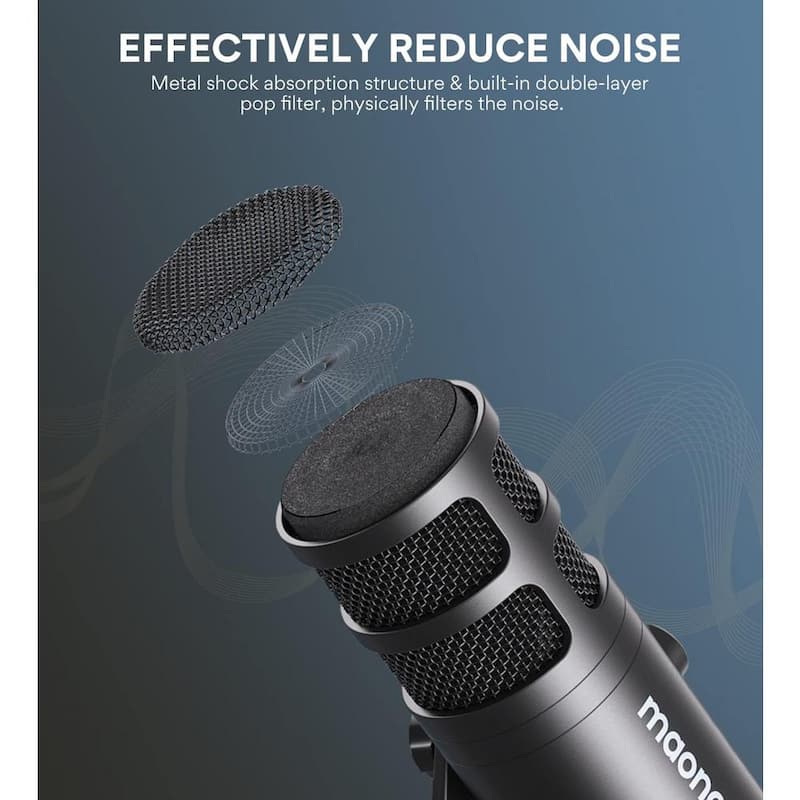 USB Dynamic Microphone for Vocal Recording, Streaming, Voice Over, Voice Isolation Technology, Works for Audio Interface