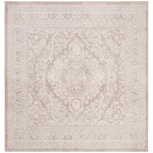 SAFAVIEH Reflection Beige/Cream 7 ft. x 7 ft. Border Square Area Rug