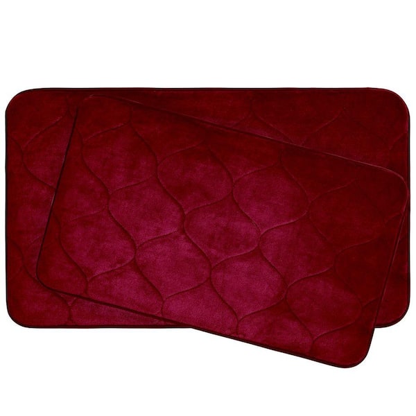 BounceComfort Palace 17 in. x 24 in./ 20 in. x 34 in. 2-Piece Memory Foam Bath Mat Set in Red