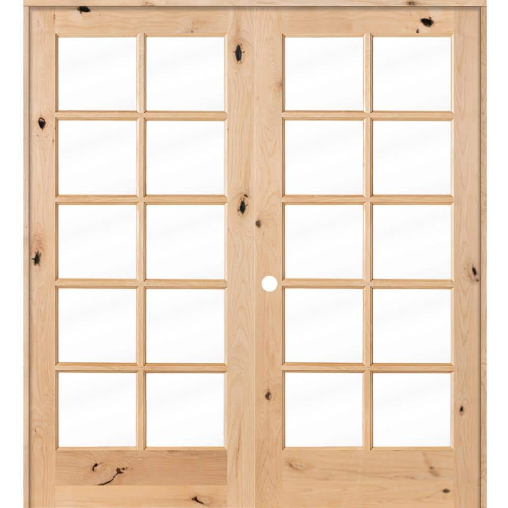 72 in. x 80 in. Rustic Knotty Alder 10-Lite Low-E Glass Right Handed Solid Core Wood Double Prehung Interior Door price history on PriceWatchPro