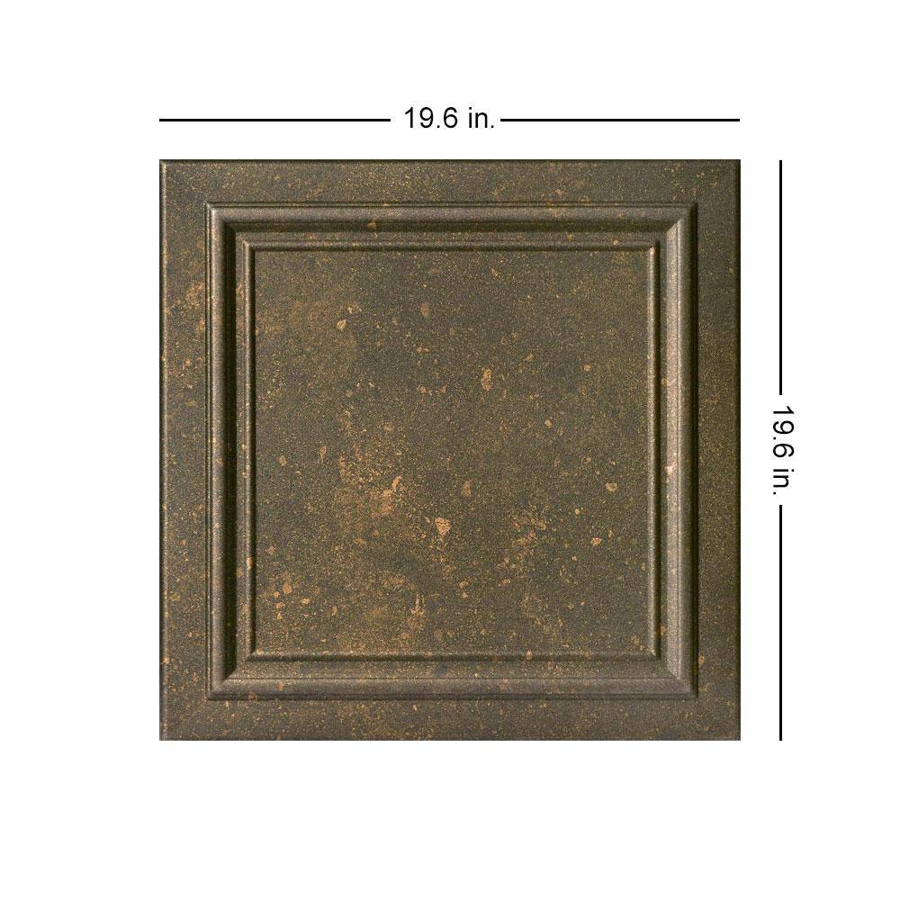 Rusted Steel Polystyrene Glue-up Ceiling Tile Set of 8