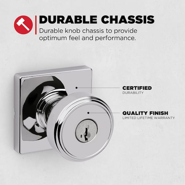 Kwikset Maven Polished Chrome Square Keyed Entry Knob with Smart