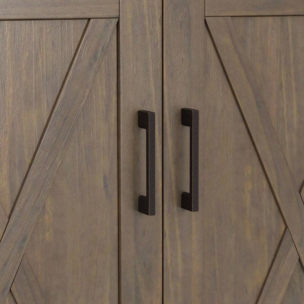 Smoky Brown Wood Freestanding Office Storage Cabinet with Adjustable Shelving