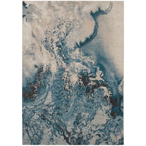 Maxell Ivory/Teal 6 ft. x 9 ft. Abstract Contemporary Area Rug