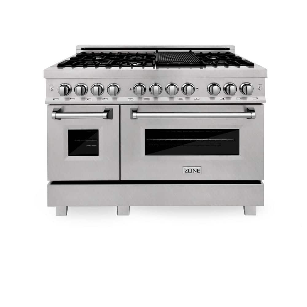 ZLINE Kitchen and Bath 48 in. 7 Burner Double Oven Dual Fuel Range in Fingerprint Resistant Stainless Steel