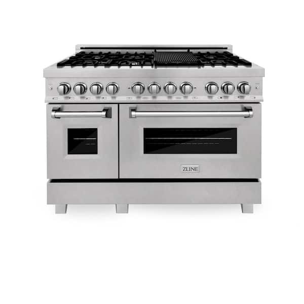 48 in. 7 Burner Double Oven Dual Fuel Range in Fingerprint Resistant Stainless Steel