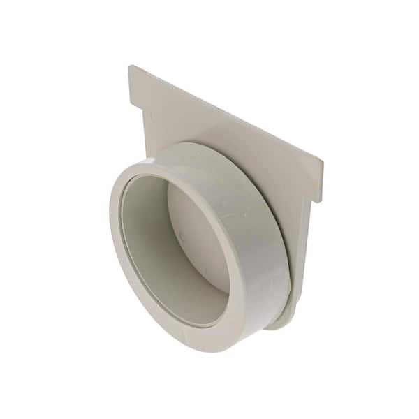 NDS 5 in. Pro Series Channel Drain End Cap/Outlet, Deep Profile, Connects to 3 in. Pipe, 4 in. Fittings, Lt. Gray Plastic
